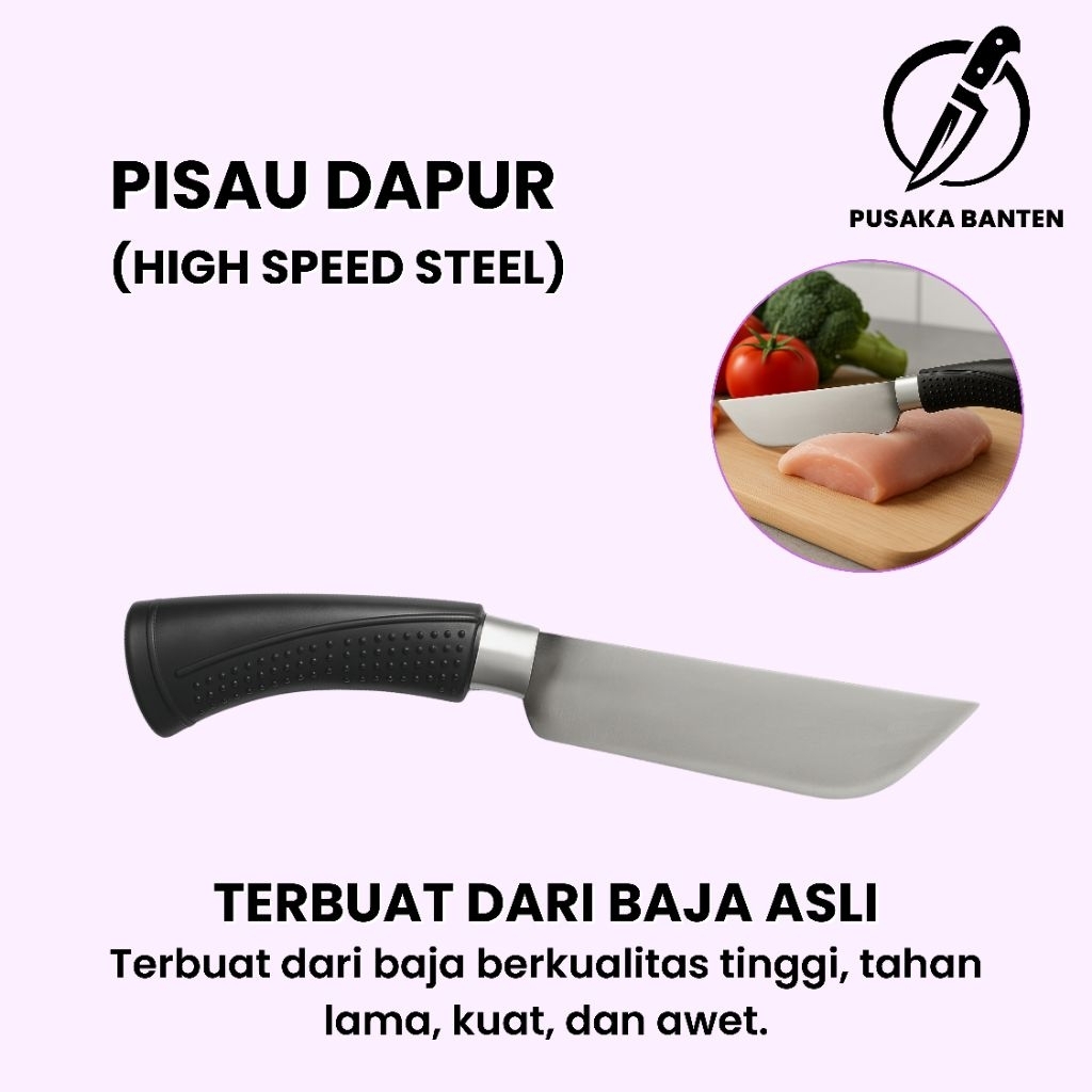 Pisau Dapur Tajam Baja Asli - Sayur Buah Daging Ikan