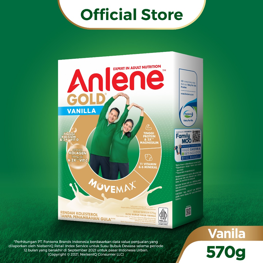 Anlene Gold 5X Susu Bubuk Dewasa Vanila 570g - Nutrisi Tinggi Kalsium Untuk Tulang, Sendi, dan Otot