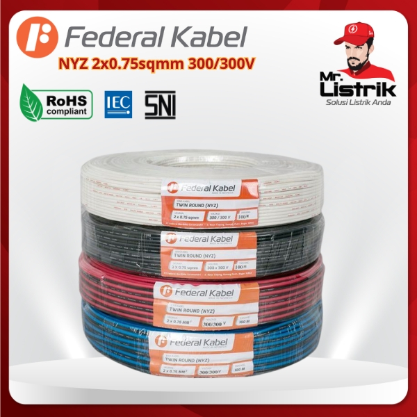 Federal Kabel NYZ 2x0.75mm² (2x49/0.14) 100 meter