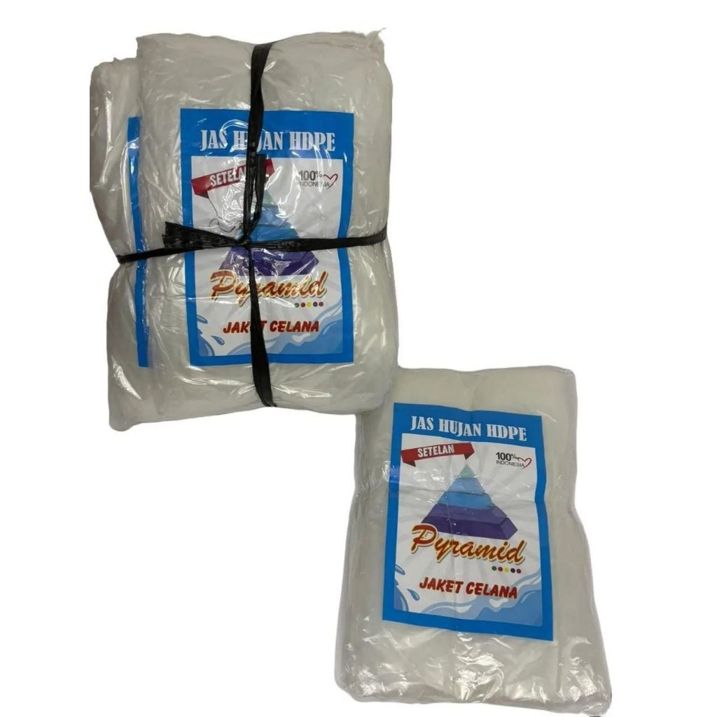 Jas Hujan Plastik Transparant SETELAN JAKET CELANA isi 12pcs DINO/PYRAMID