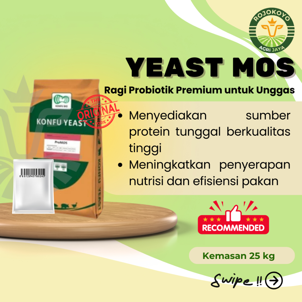 Yeast Ternak MOS Cell Wall 25 kg Probiotik Saccharomyces