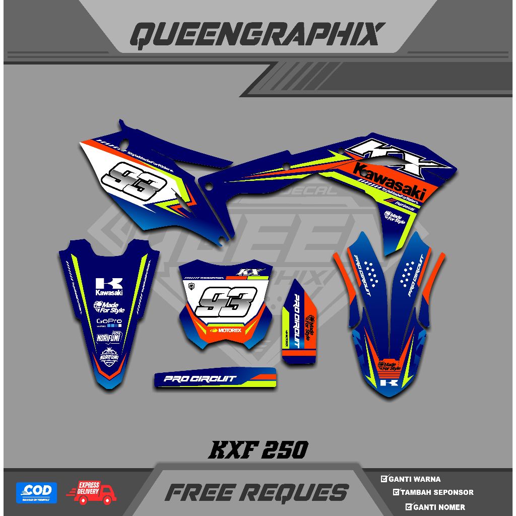DECAL KX F 250, GTX  KX F 250 BISA CUSTOM DESAIGN NAMA, NOMOR, SPONSOR, WARNA (19)