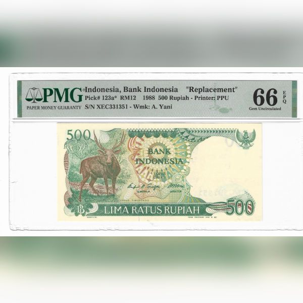 Uang Kuno 500 Rupiah Kijang Rusa PMG