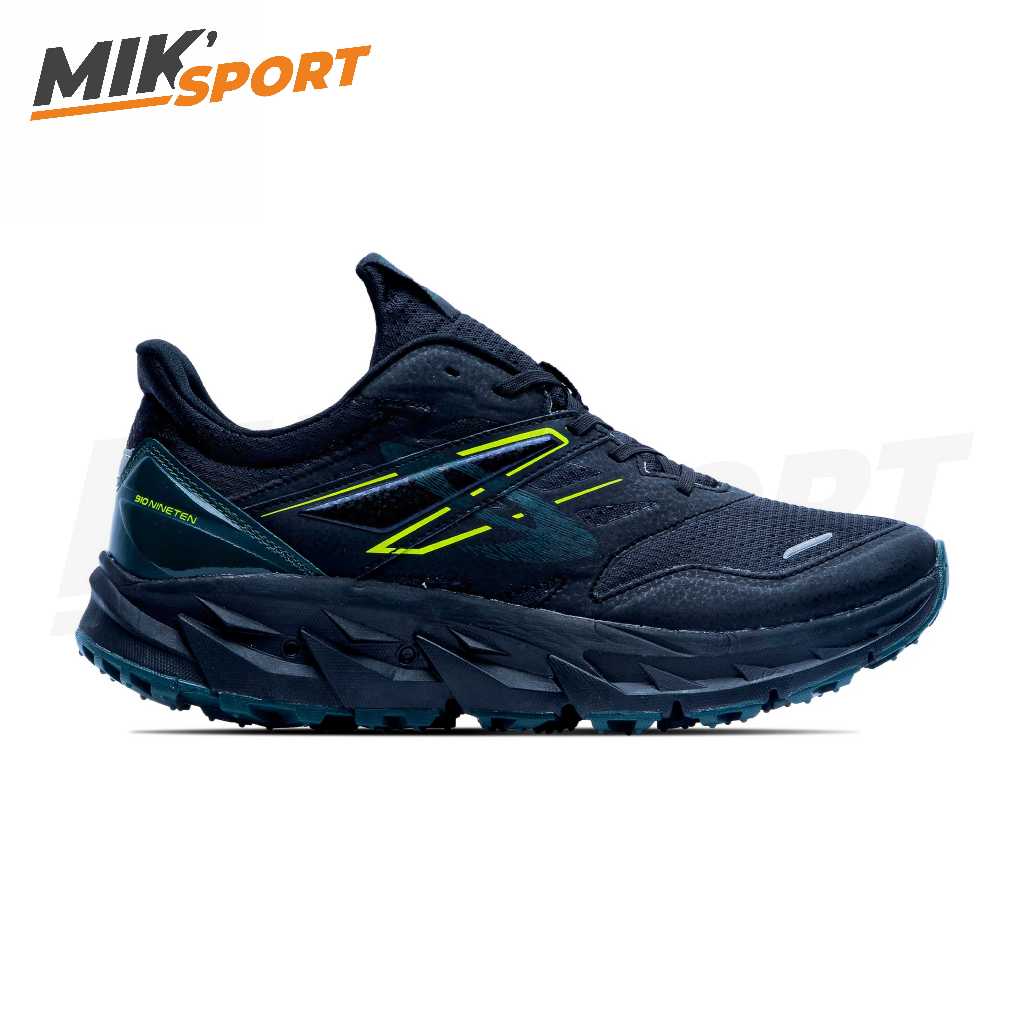 910 Nineten Yuza Evo Hitam/Hijau Tua/Jingga Sepatu Lari Trail Running , Outdor , Tracking