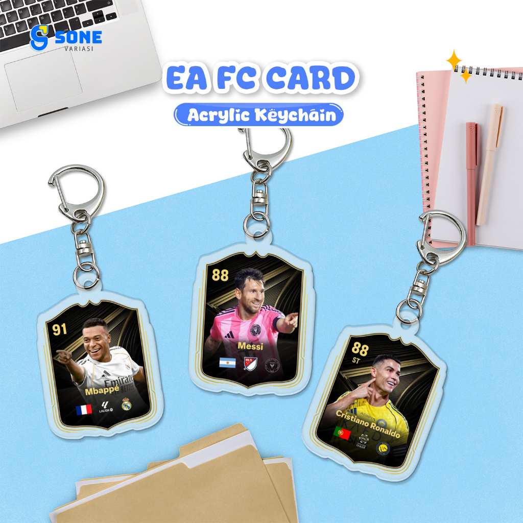 Gantungan Kunci Akrilik FC Mobile Card | Keychain Pemain Bola HD | Desain Kartu Game Football Keren