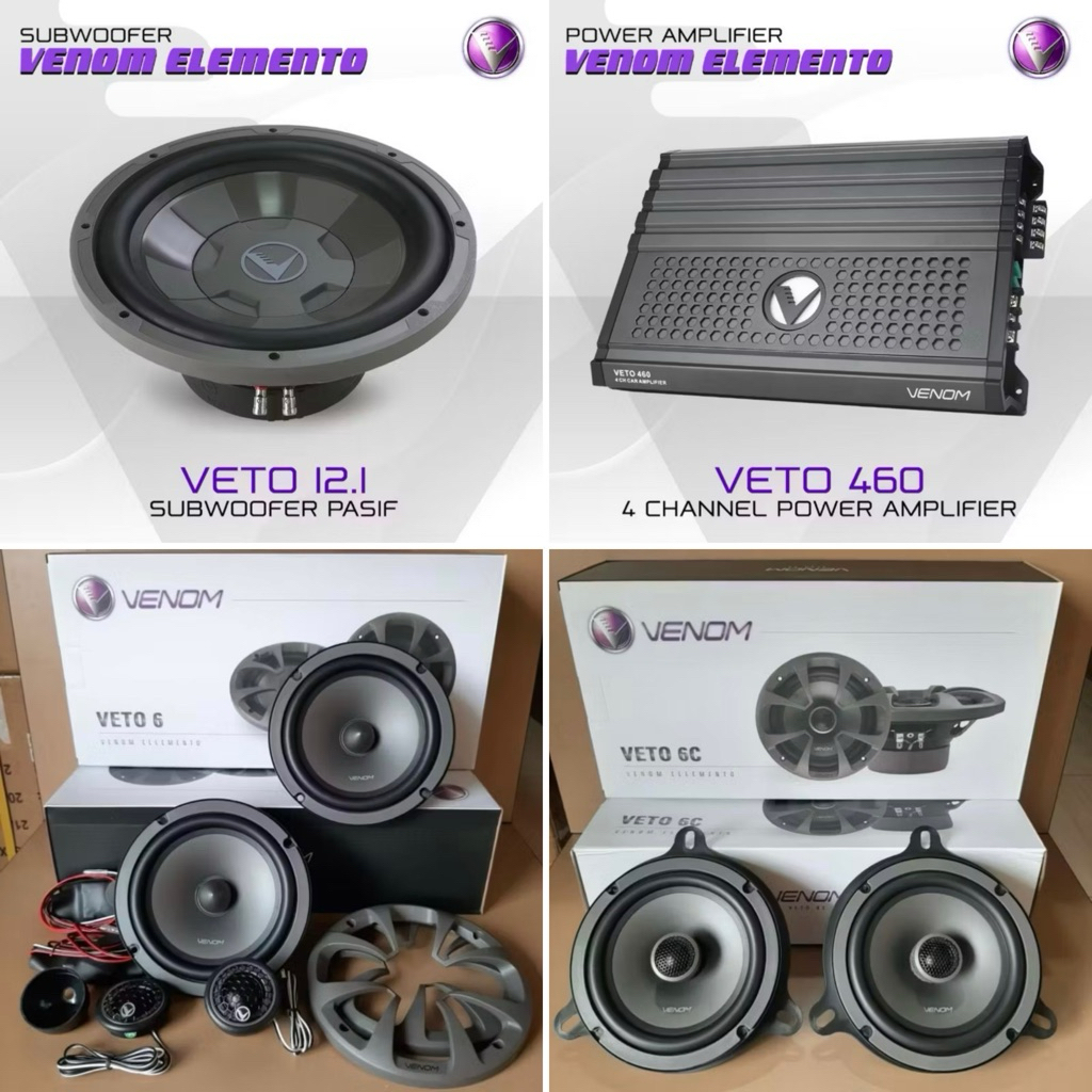 HOT PROMO  PAKET AUDIO VENOM VETO / Venom Type ELLEMENTO U/ SEMUA MOBIL SOUND QUALITY