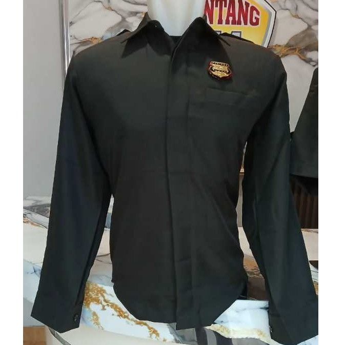 Safari panjang satpam/security model paspampres warna cokelat kehitam-hitaman dengan bahan gaia prem