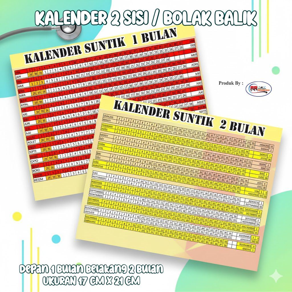 Kalender KB 2 sisi 1,2 Dan 3 Bulan Termurah(Laminating)