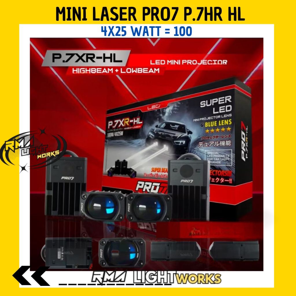 MINI LASER PRO7 | MINI LASER PRO7 P.7HR HL MINI LASER WHITE/WHITE 4X25 WATT= 100 mini projektor pro7