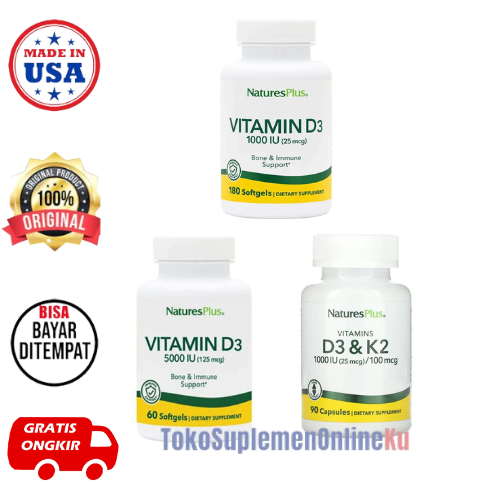 Natures Nature's Plus Vitamin D3 1000IU 5000IU +K2 | Vitamin Tulang | NaturesPlus
