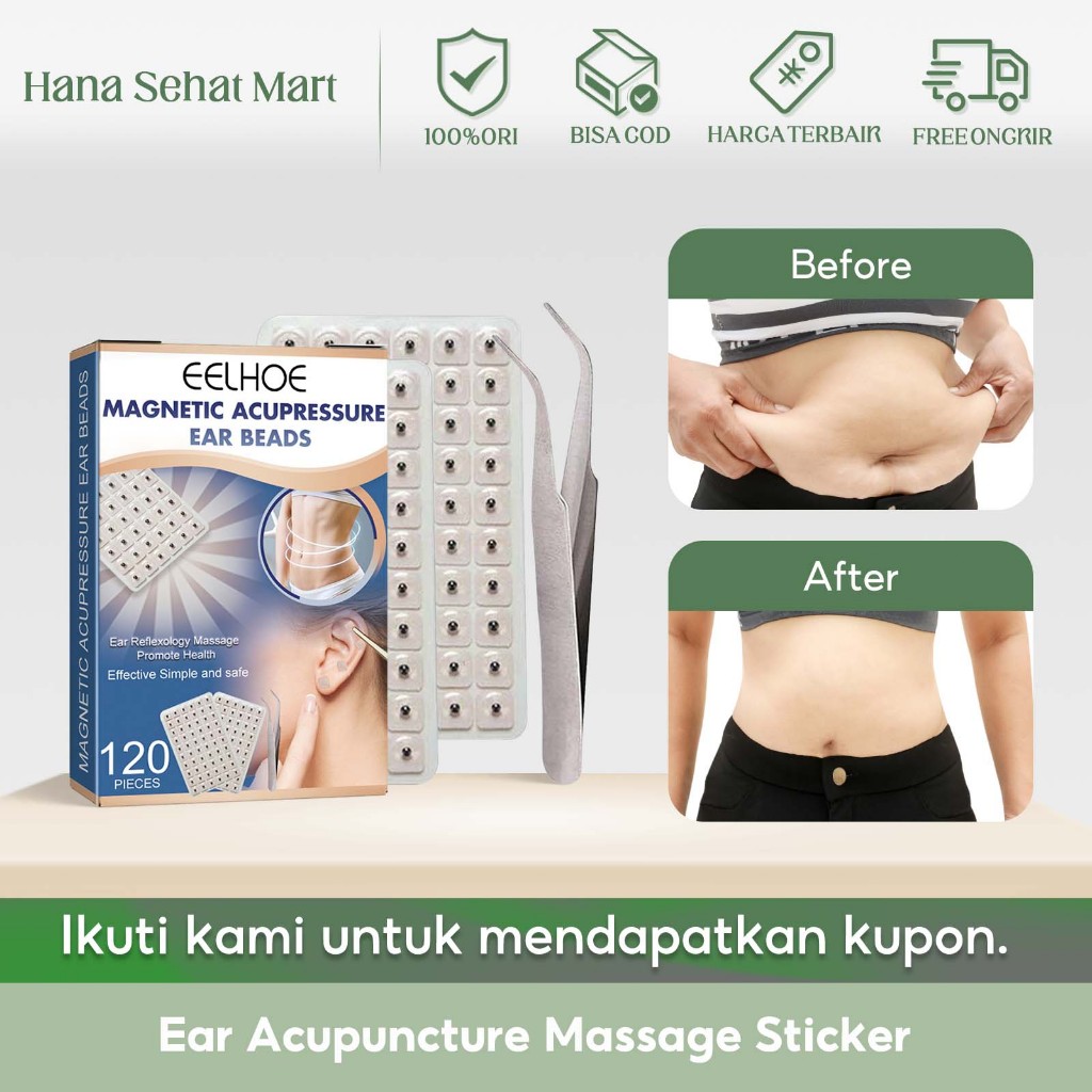 EELHOE Ear Acupuncture Massage Sticker 120pcs Koyo Akupresur Telinga Mengurangi Garis-Garis Halus Di