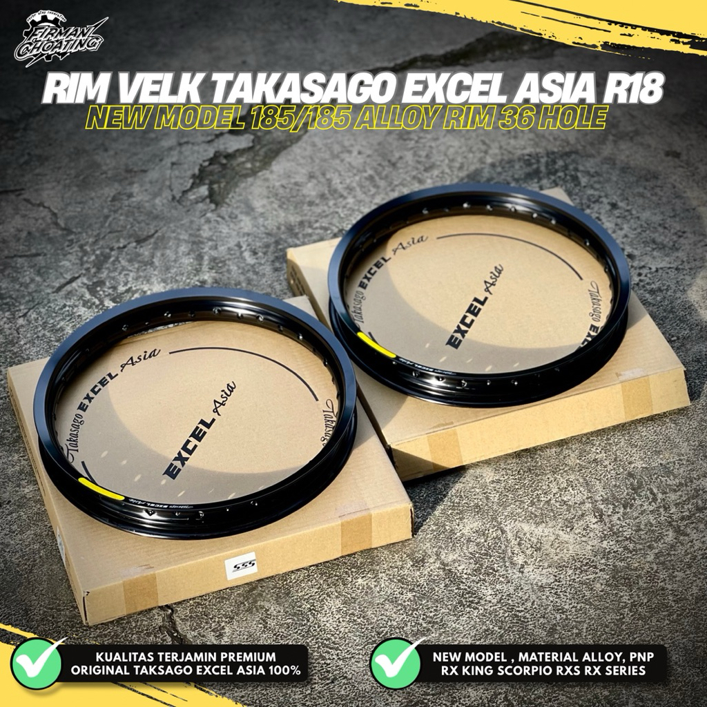 RING VELK TAKASAGO EXCEL ASIA RIM HITAM GLOSSY 18x185