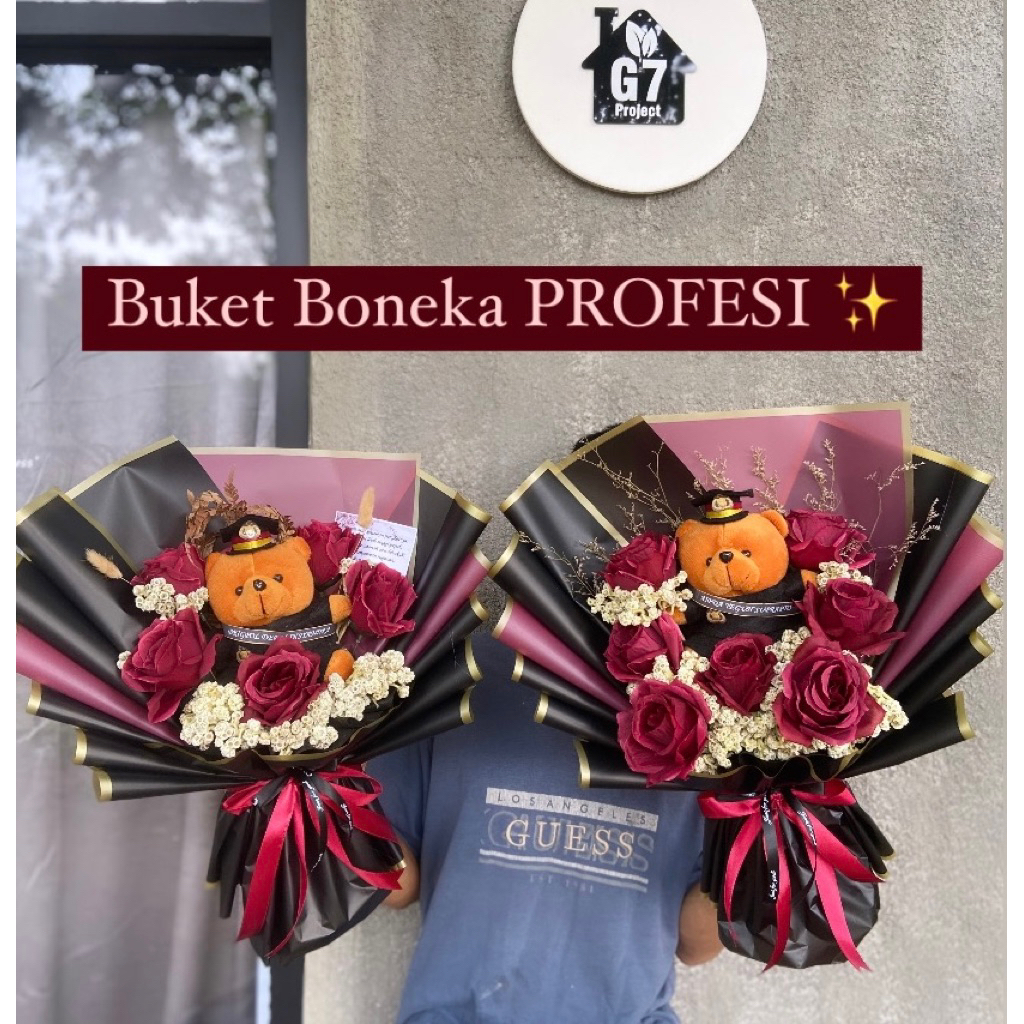 Buket Boneka Profesi Polisi perwira TNI AD AU AL Pelaut Perawat uk. L