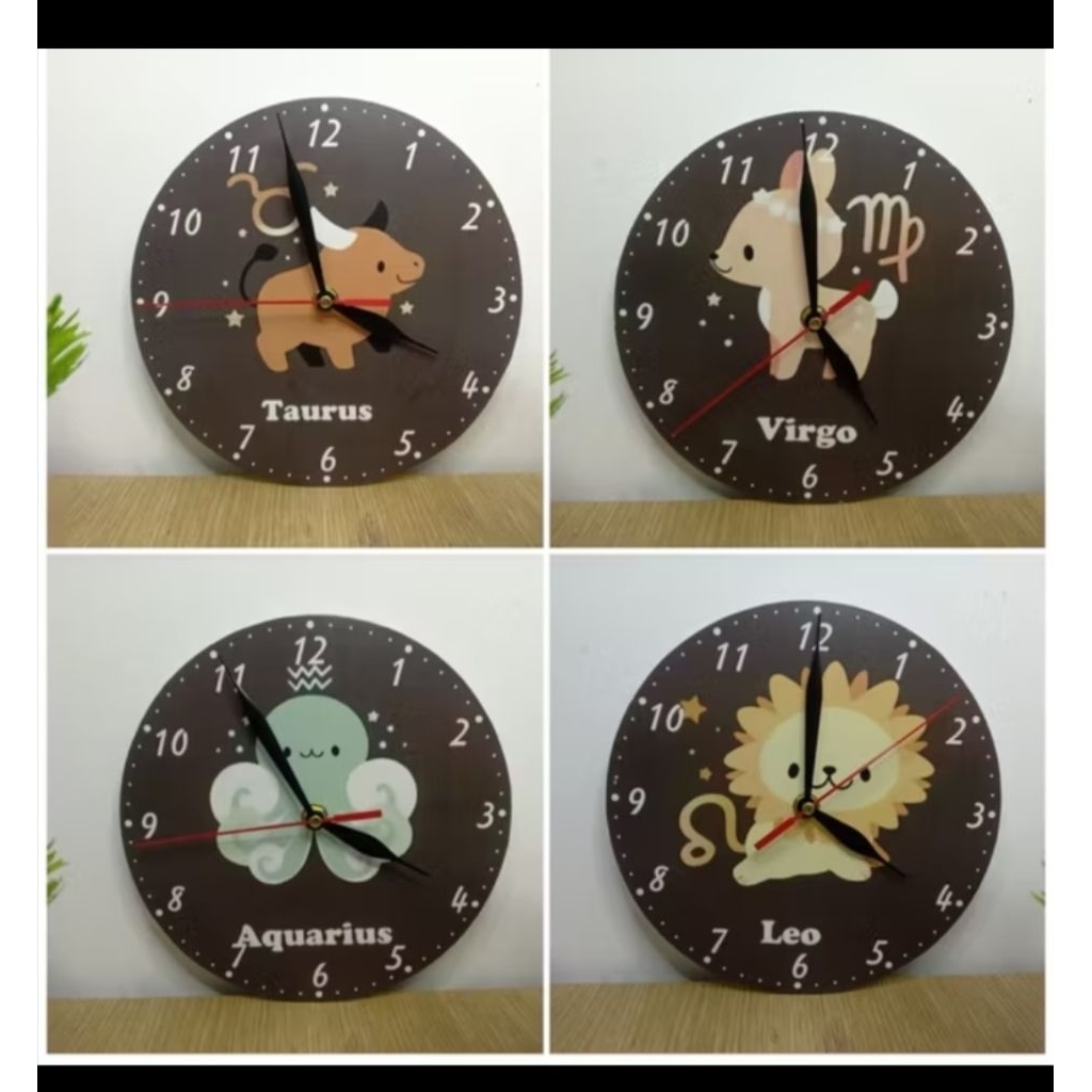 JAM DINDING KAYU GAMBAR ZODIAK