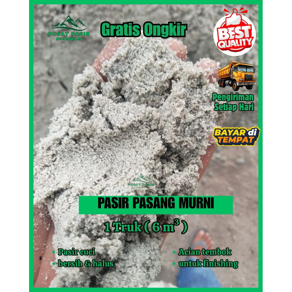 Pasir bangunan 1 truk / Pasir pasang 1 truk / Pasir Cilegon / Pasir Cilegon cuci 1 truk