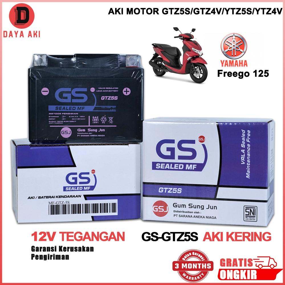 Aki GTZ5S 5AH Aki Motor Yamaha Freego 125 Fino Mio Series