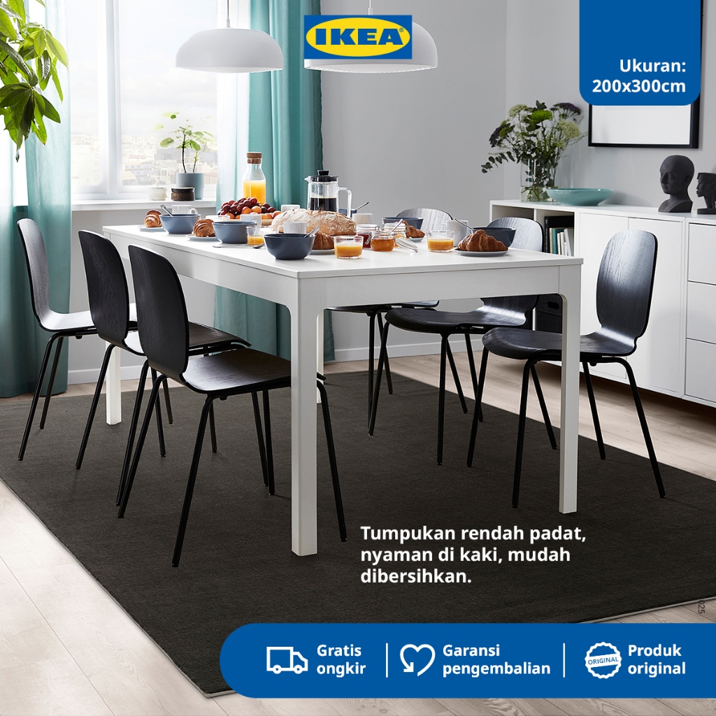 IKEA BUSSFIL Karpet Bulu Tipis Abu Tua 200x300cm