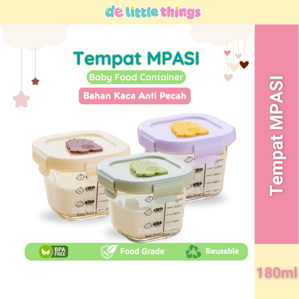 Tempat Mpasi Kaca Container Mpasi Tahan Panas Baby Food Container Mpasi Baby Wadah Mpasi Kaca Penyim