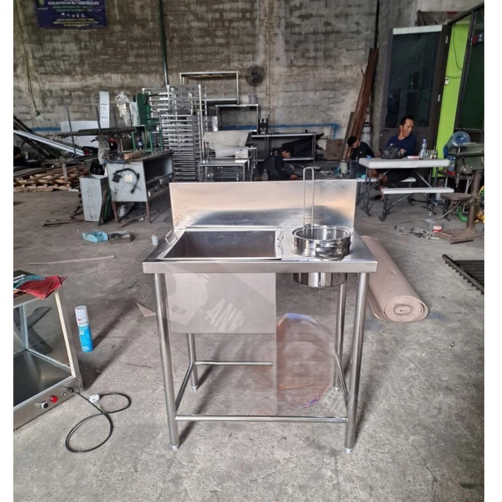 Meja Dusting / Meja Tepung fried chicken stainless / Meja stainless