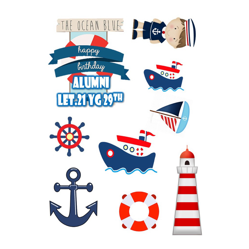 Topper PELAUT Birthday Custom Nama | Hiasan Kue Tema KAPAL LAUT | PELAUT TOPPER CAKE