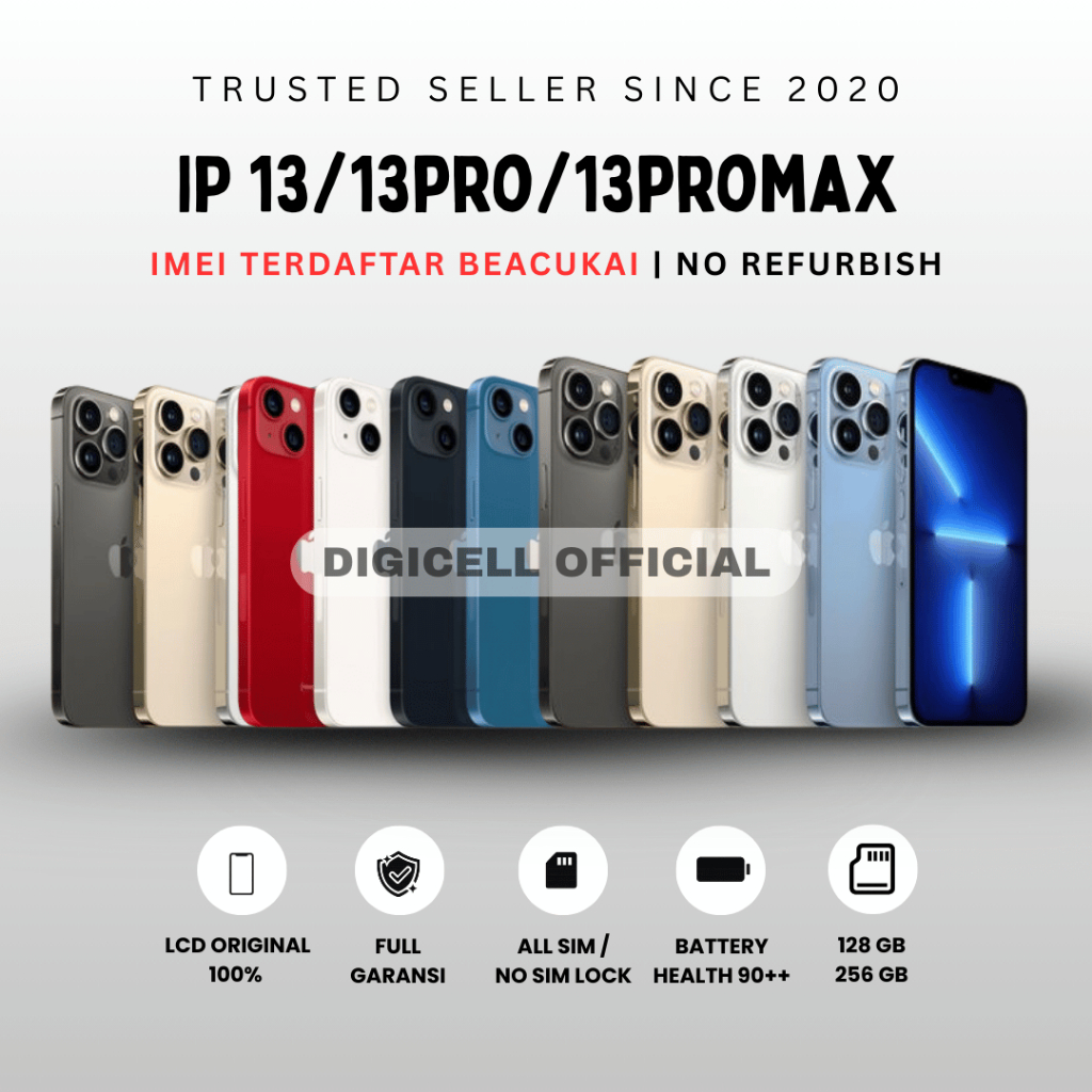Terdaftar IMEI BC (Beacukai) iPHONE 13 - 13 Pro - 13 Pro Max kapasitas 128gb - 256gb - 512gb LCD ori