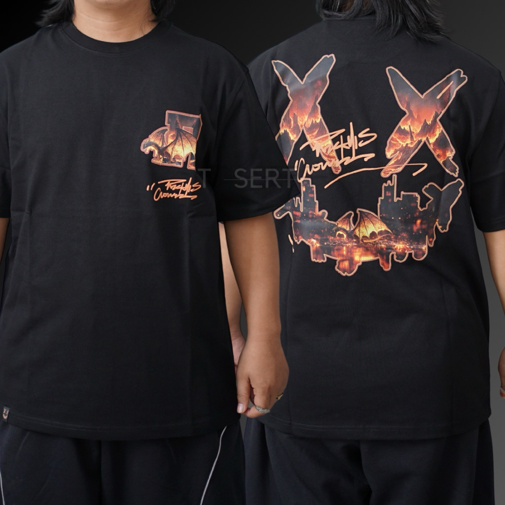 Ricky Is Clown Blazing Dragon Black Tee Original / Baju Kaos Ricky Is Clown Authentic