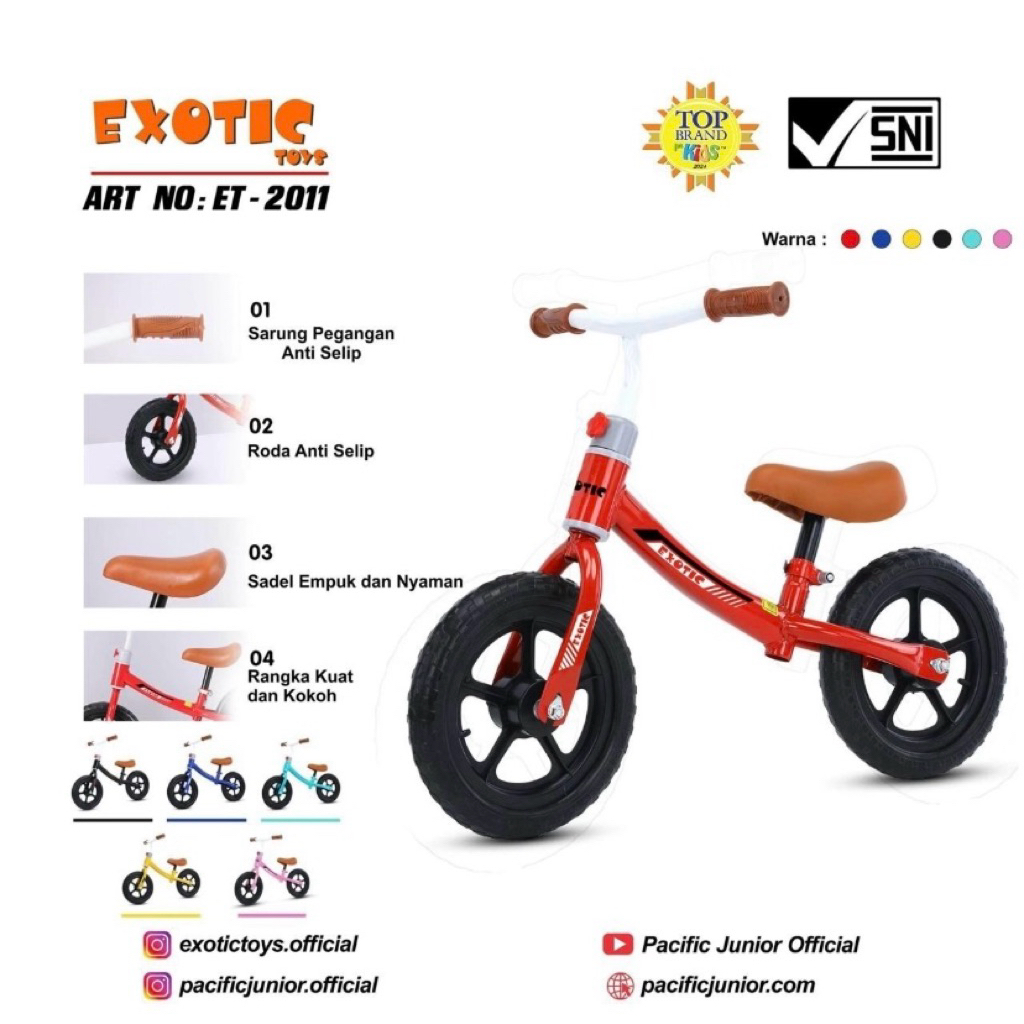 EXOTIC Balance Bike / Push Bike / Sepeda Balance Anak / Sepeda Keseimbangan Anak / Sepeda Tanpa Peda