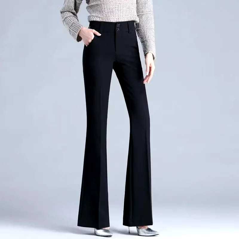 Celana Wanita Kerja Cutbray Hitam/ Celana Bahan Cutbray / Celana Kantor Cutbray