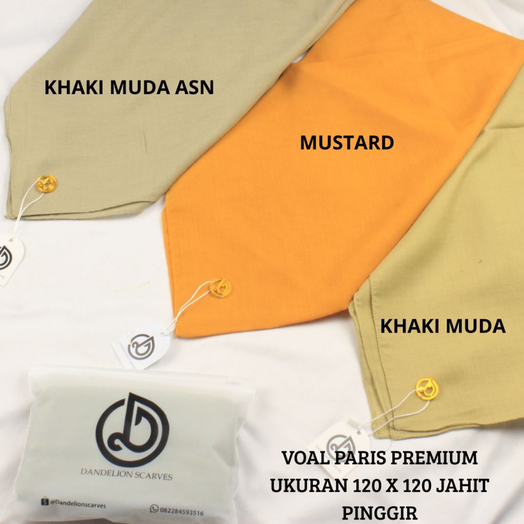 JILBAB KHAKI MUDA PNS UKURAN 120 X 120 HIJAB SEGIEMPAT PARIS VOAL PREMIUM SYAR'I KERUDUNG DINAS ASN 
