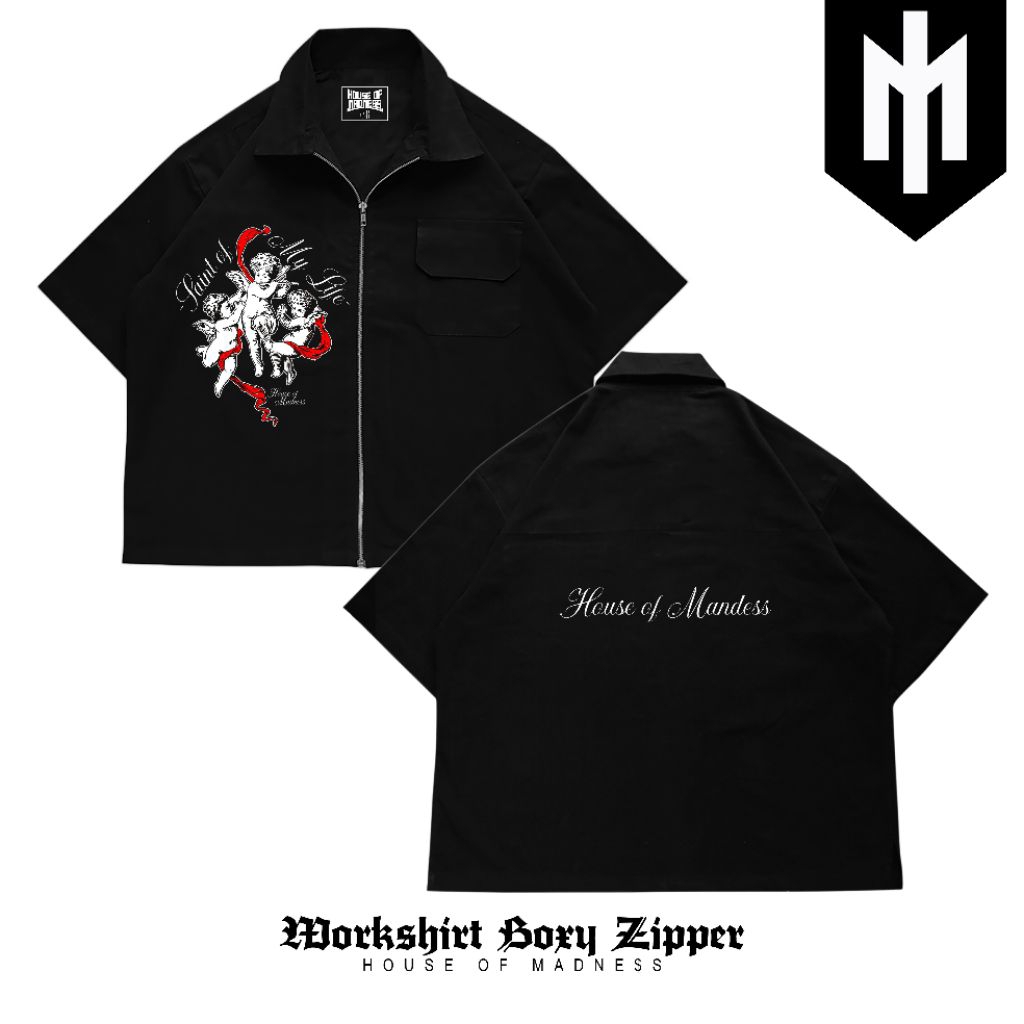 Workshirt Boxy Zipper House of Madness SOML – Kemeja Kerja Streetwear Premium Oversize