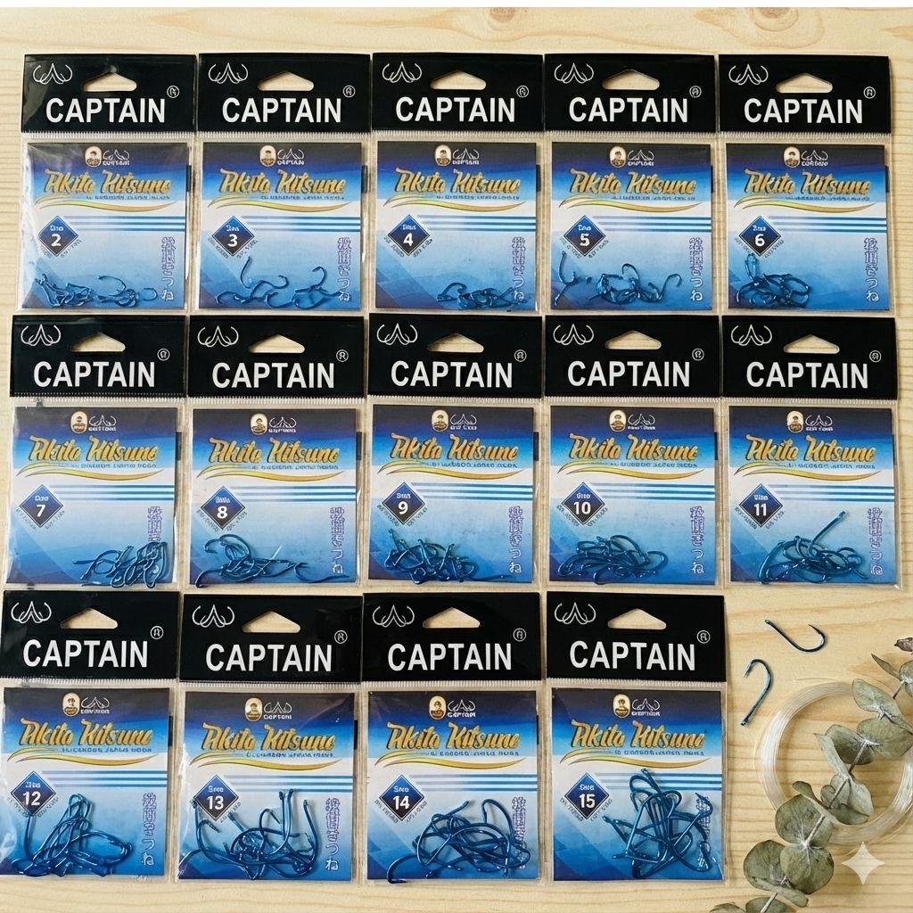 Kail Pancing CAPTAIN Akita Kitsune Biru – Super Tajam & Kuat (Ukuran 2–15)