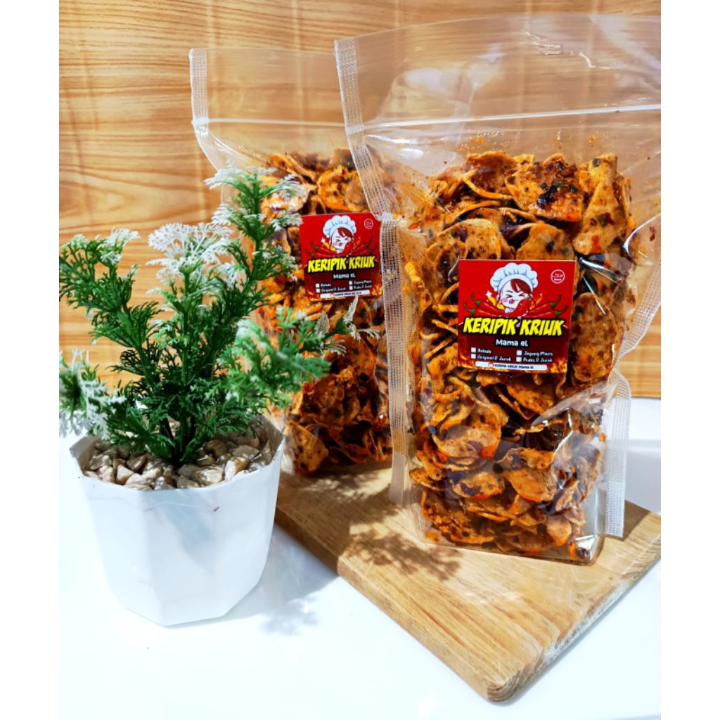 Basreng Pedas Daun Jeruk 225gr/Basreng Tipis Pedas Daun Jeruk/Basreng Pedas Daun Jeruk Mama eL/Basre