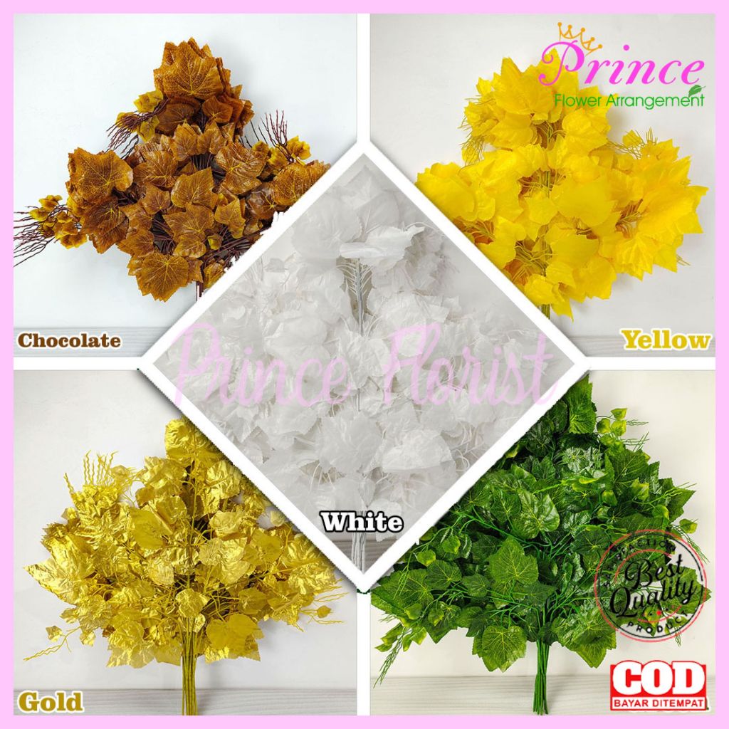 1 LUSIN DAUN ANGGUR ARTIFICIAL LATEX DEKORASI PELAMINAN/BACKDROP DEKOR WEDDING IMPORT TERMURAH/ARTIF