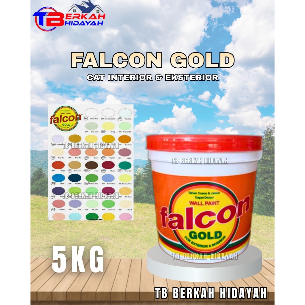 CAT TEMBOK FALCON GOLD 5 KG GALON PUTIH DAN WARNA / cat tembok putih 5kg /cat dinding /cat /Termurah
