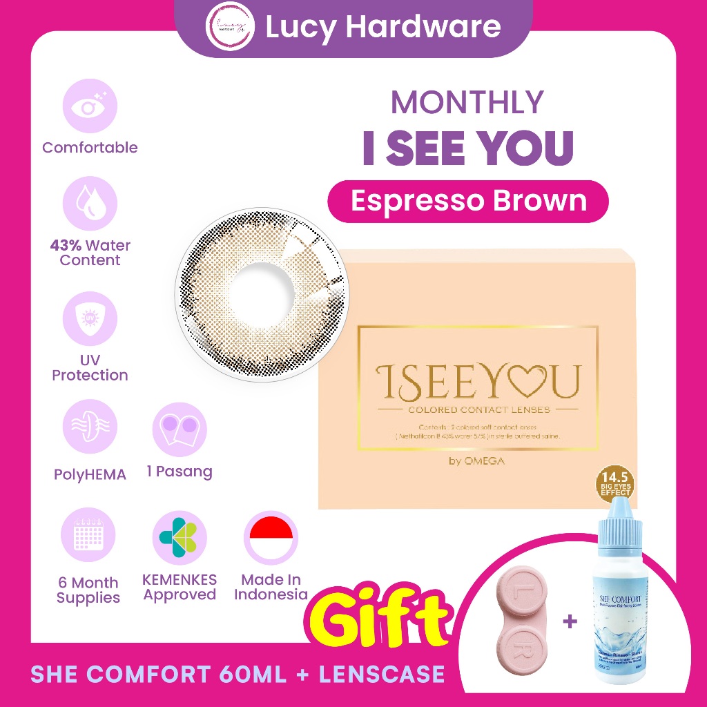 CLEARANCE SALE I See You Espresso Brown Bulanan Softlens Warna