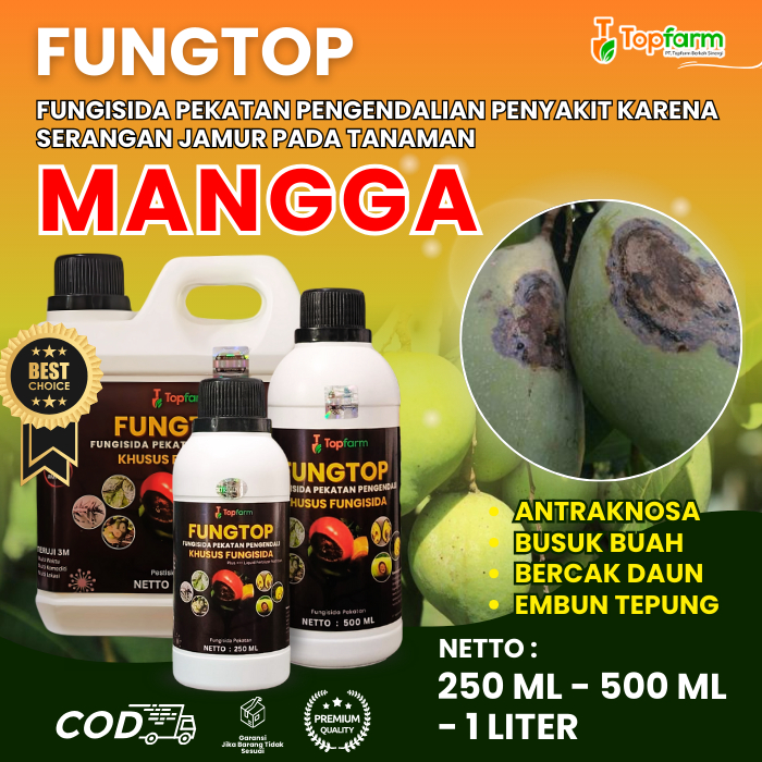 Obat Jamur Topfarm / Obat Pembasmi Jamur Mangga / Obat Jamur Akar, Batang, Daun, Pohon, Buah Mangga 