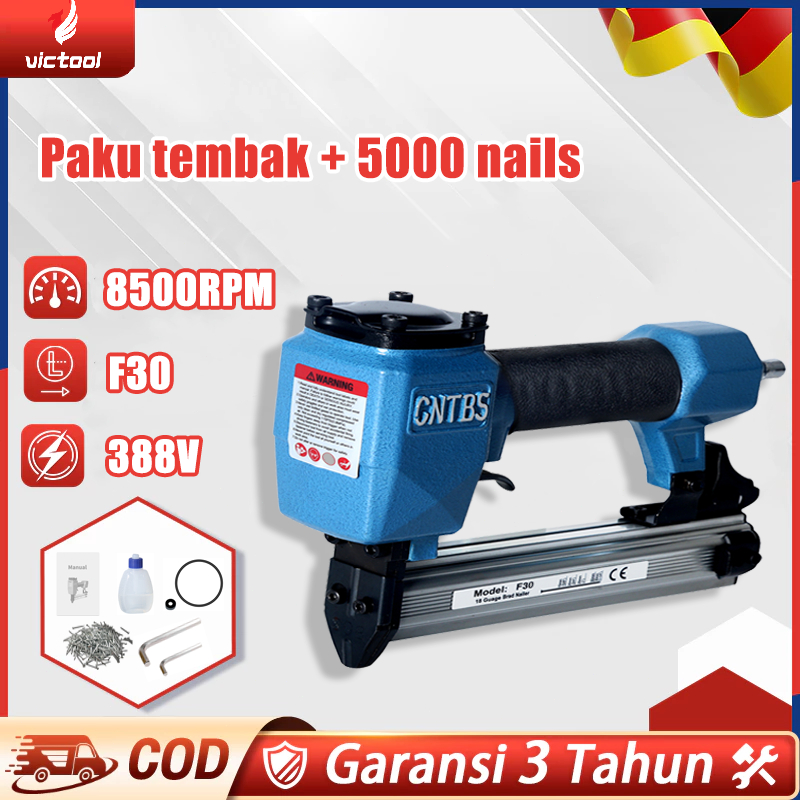 VICTOOL Mesin paku tembak Pneumatic Nailer Gun Tracker Air Nail Gun Nailer Alat Paku Tembak Stapler 
