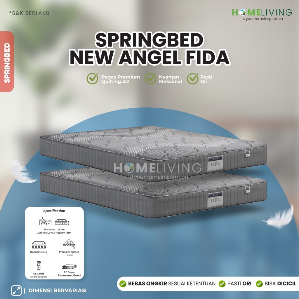 HOMELIVING - SPRINGBED ANGEL FIDA FULLSET- KASUR AJA MATRASS ONLY - SET DIVAN RANJANG TEMPAT TIDUR