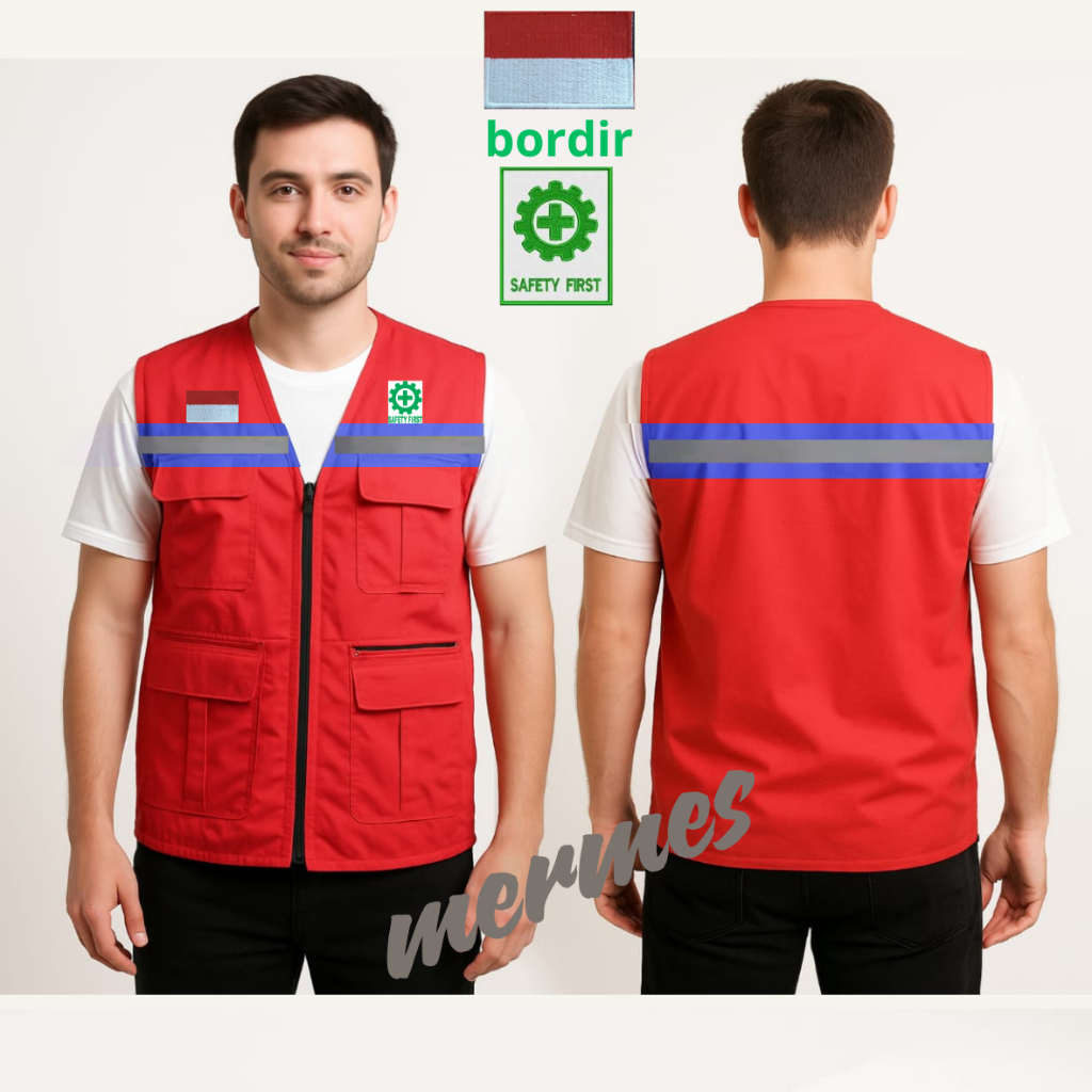Rompi Proyek | Rompi Lapangan Pria Safety First | Rompi Pria Terbaru