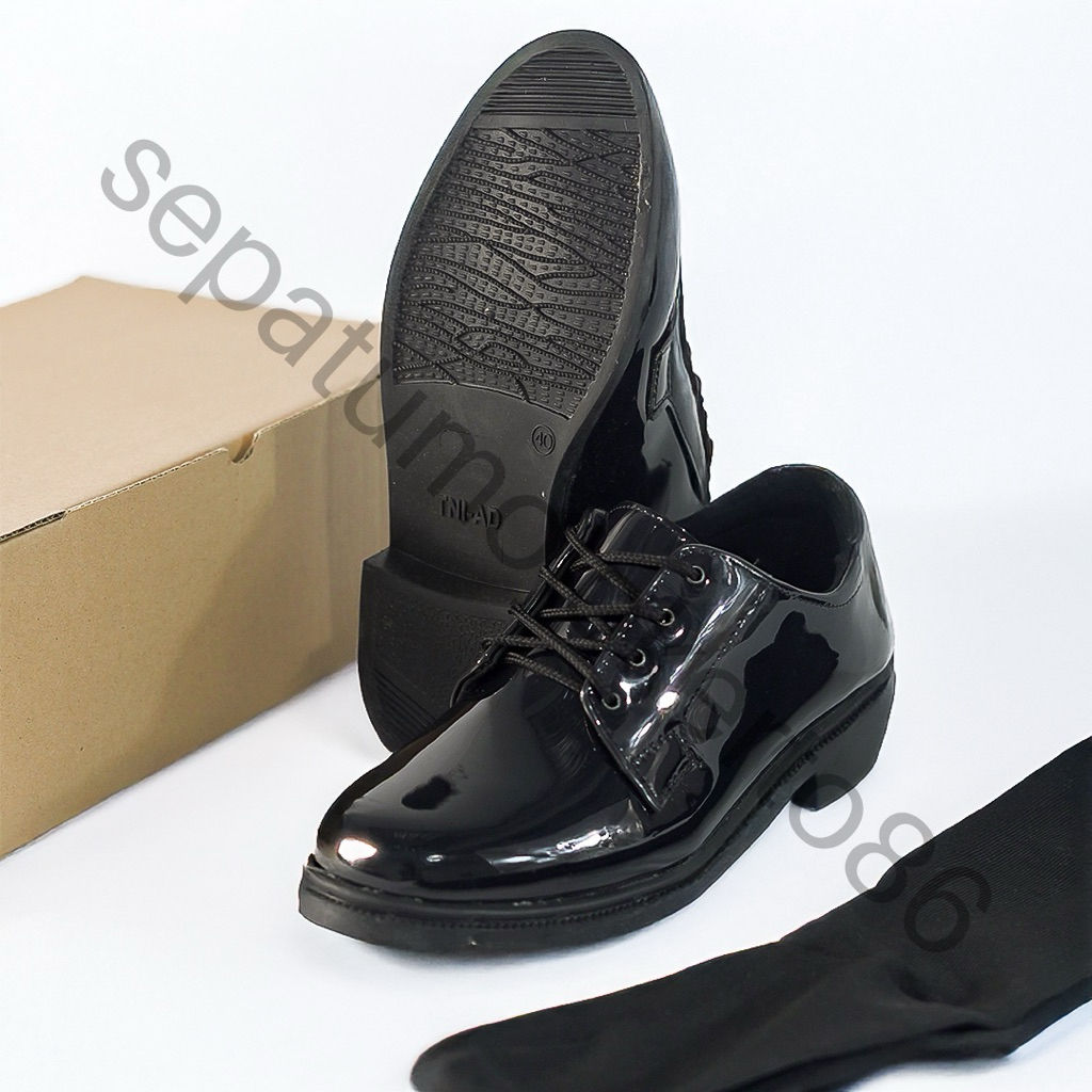 Sepatu Pdh Pendek Formal Pria / Sepatu Pdh Polisi TNI Security Kulit sintetis (SOL KARET TNI-AD)
