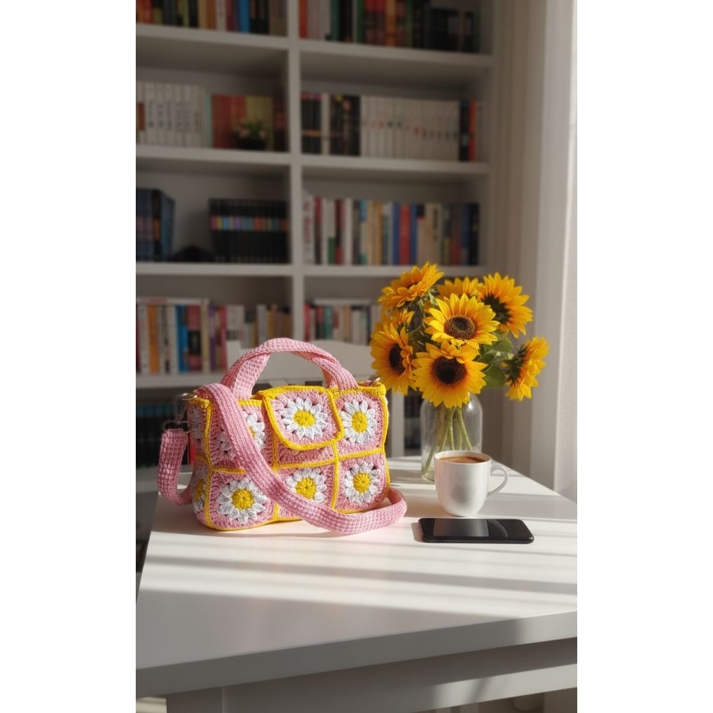 Tas Rajut Granny Square/Daisy Sakura Bag