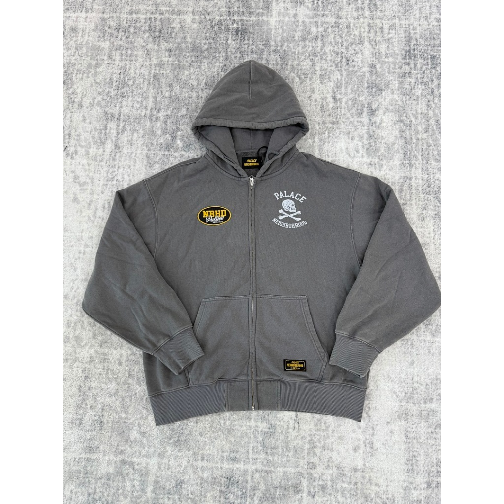 Palace x NEIGHBORHOOD Skull Zip Hoodie - Charcoal (FW25)