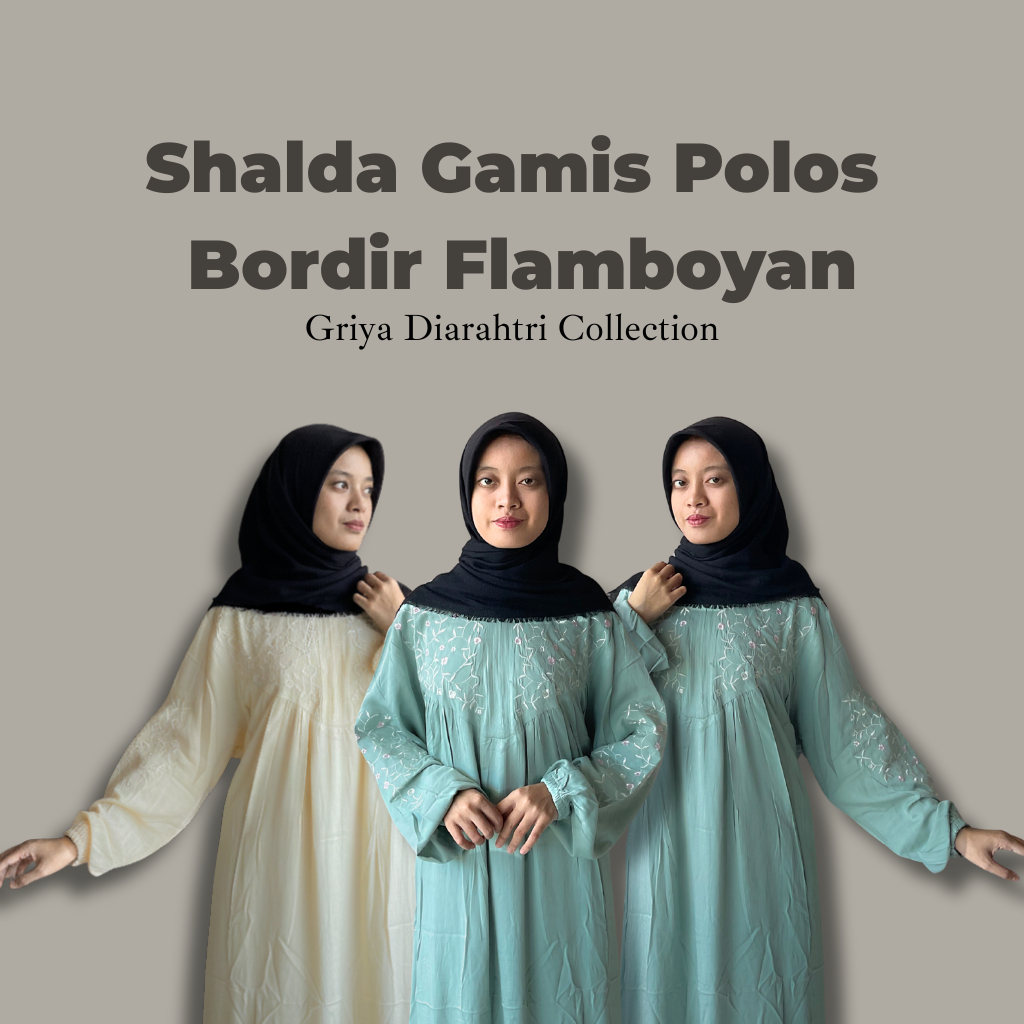 Shalda Gamis Polos Bordir Flamboyan