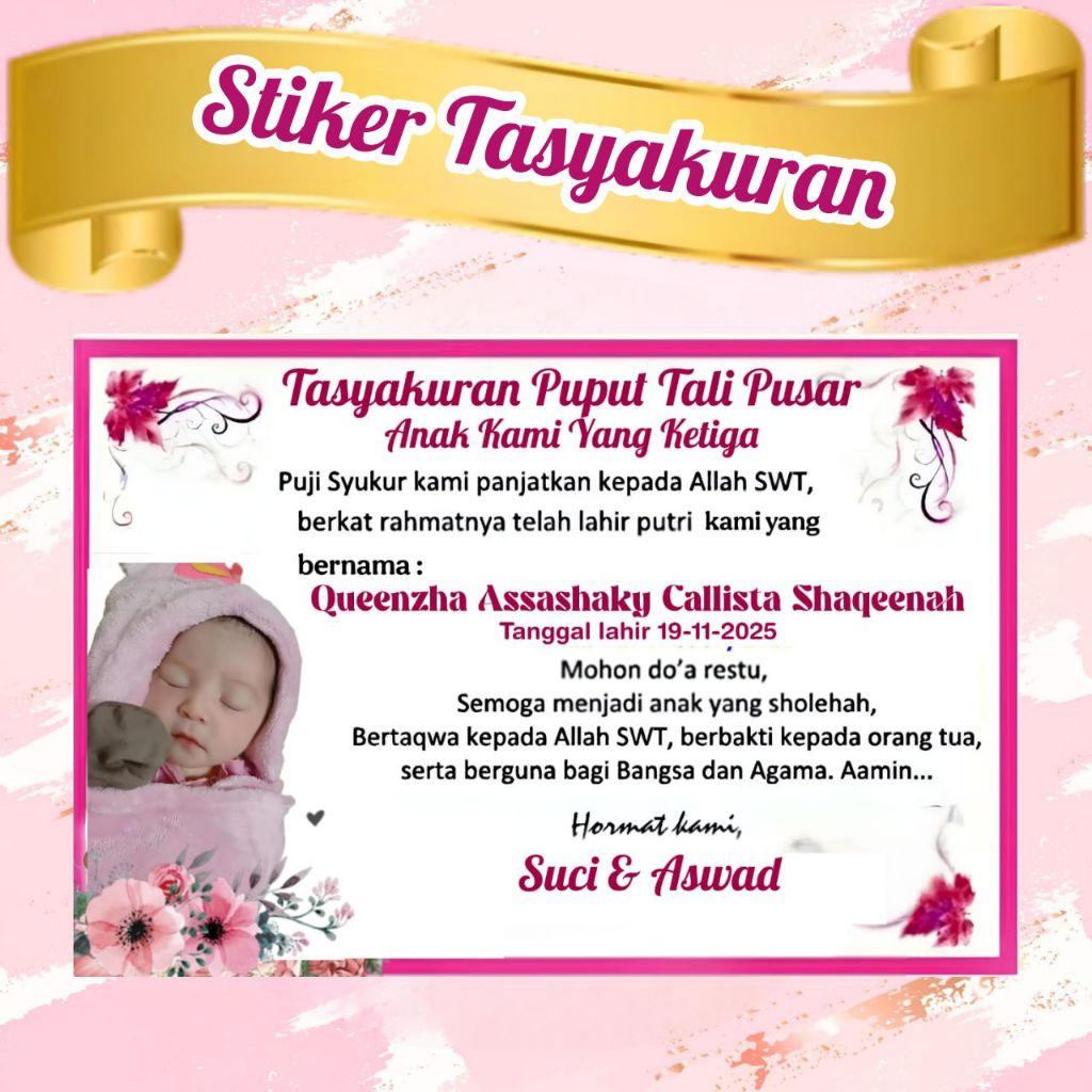 STIKER TASYAKURAN BISA CUSTOM TULISAN SESUAI REQUEST