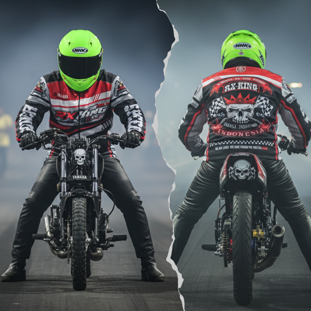 MONSTER SPEED27 X RX-KING Series Jaket Racing Pria Wanita Bahan Parasut Anti Air dan Lotto Tebal
