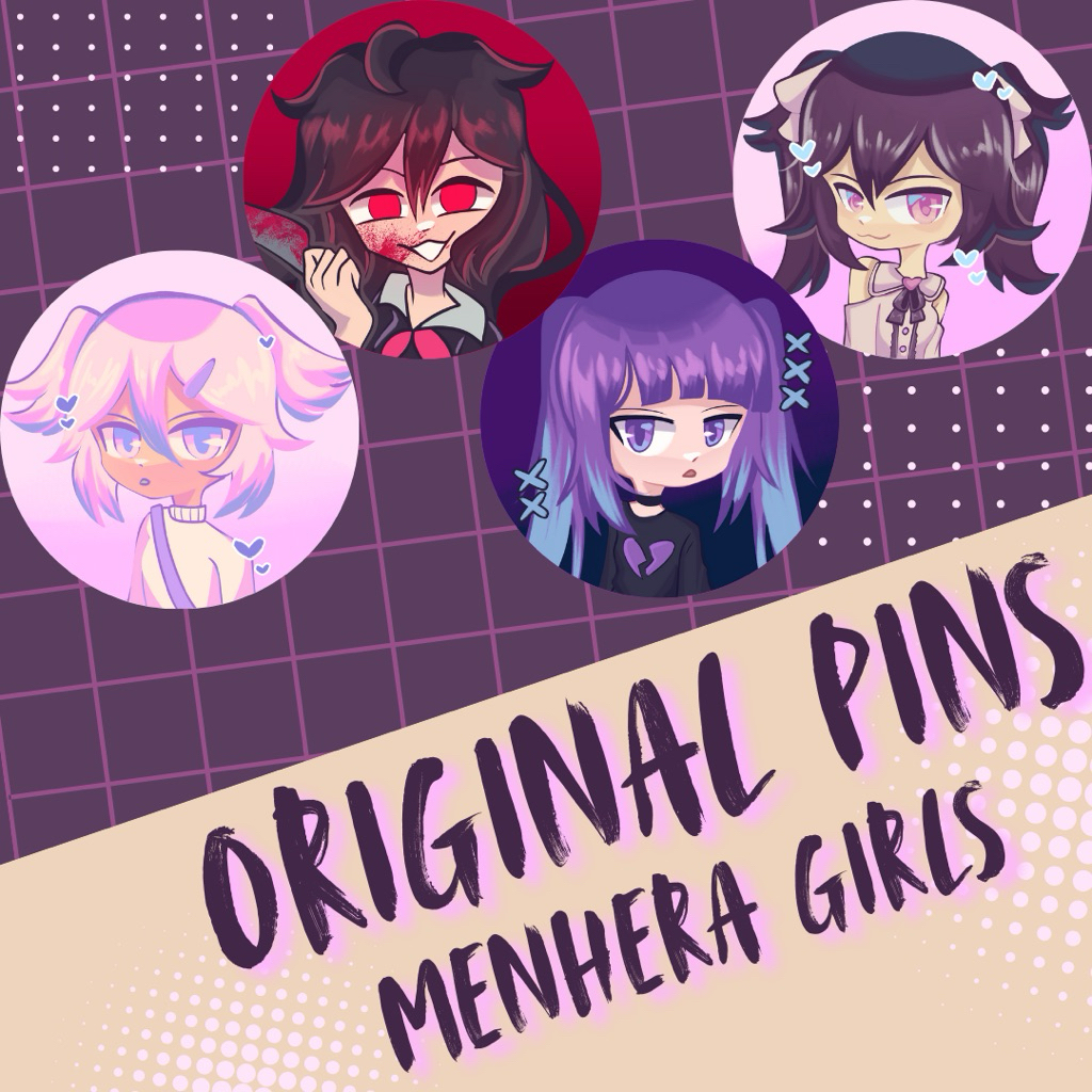 Original button pins jfashion shoujo menhera girls (yami kawaii, yume kawaii, yandere, jirai kei)