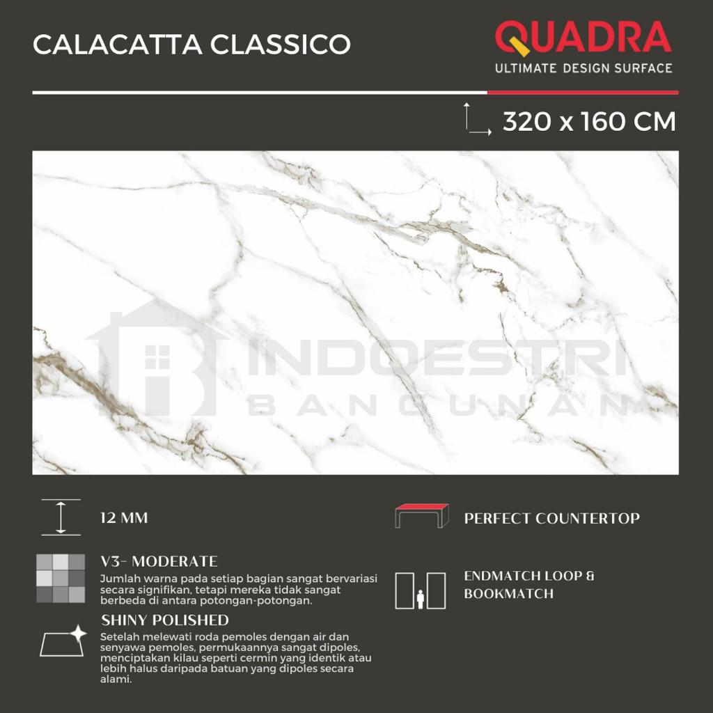 Granit Quadra Calacatta Classico 320 x 160cm (1Slab/5,12m) Shiny Polished