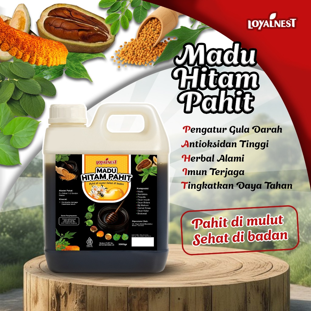 MADU HITAM PAHIT LOYALNEST PREMIUM PLUS SAMBILOTO PROPOLIS / MADU HITAM PAHIT PLUS PROPOLIS