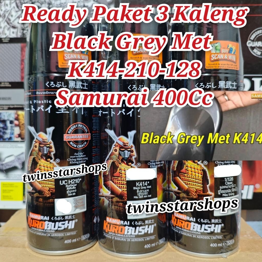 Pilok Pylox Cat Samurai Paket 3 Kaleng Black Grey Met K414 Abu Tua Metalik 414 Epoxy Surfacer UC H21