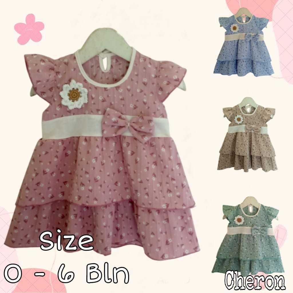 CHERON 24062 - Dress Salur Bayi Perempuan Import Style Korea Usia 0 Sampai 12  Bulan Dress Anak  Cew
